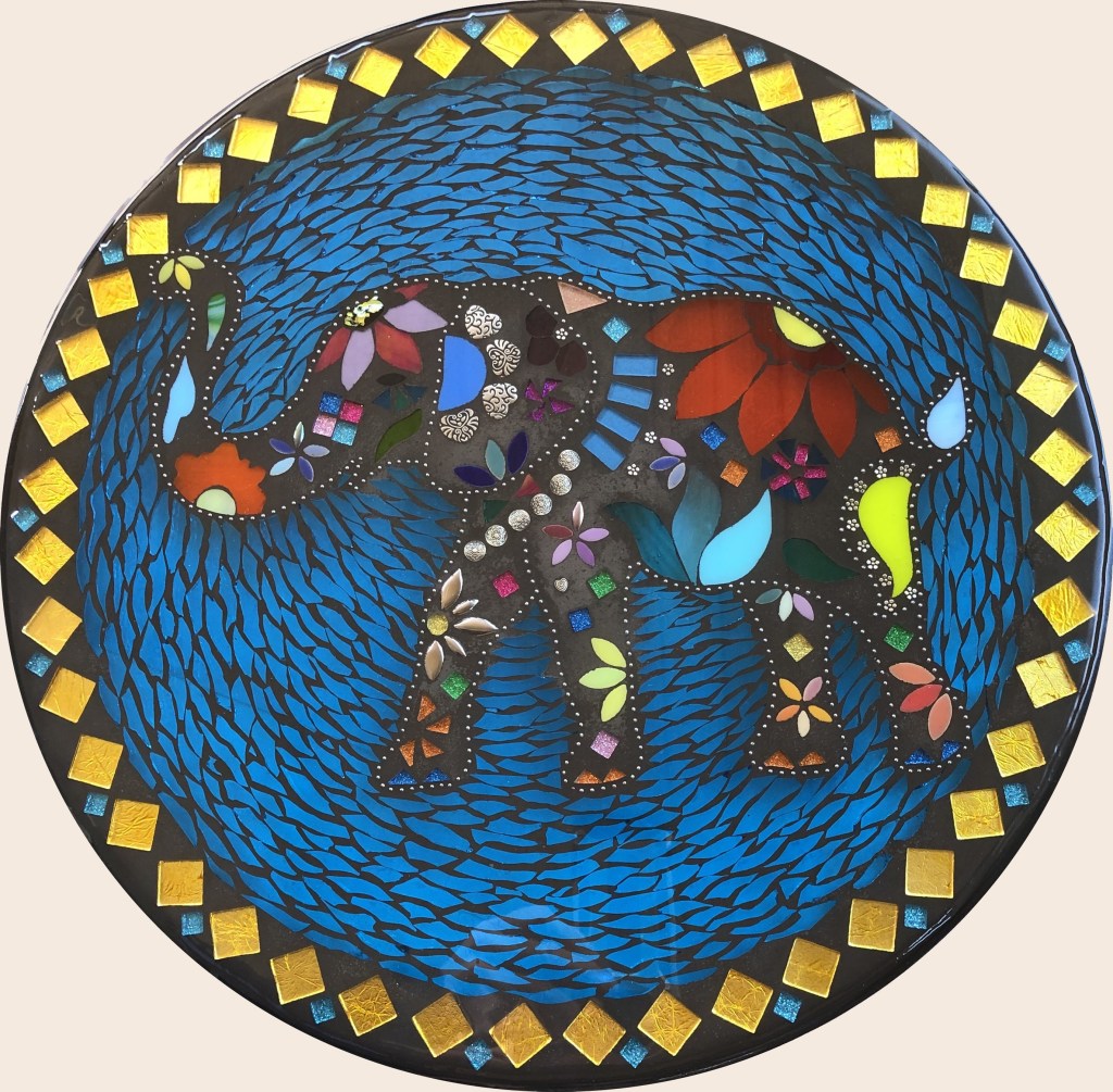 Jewel Of Africa stained glass mosaic table by It Ain't Plain By Jane.