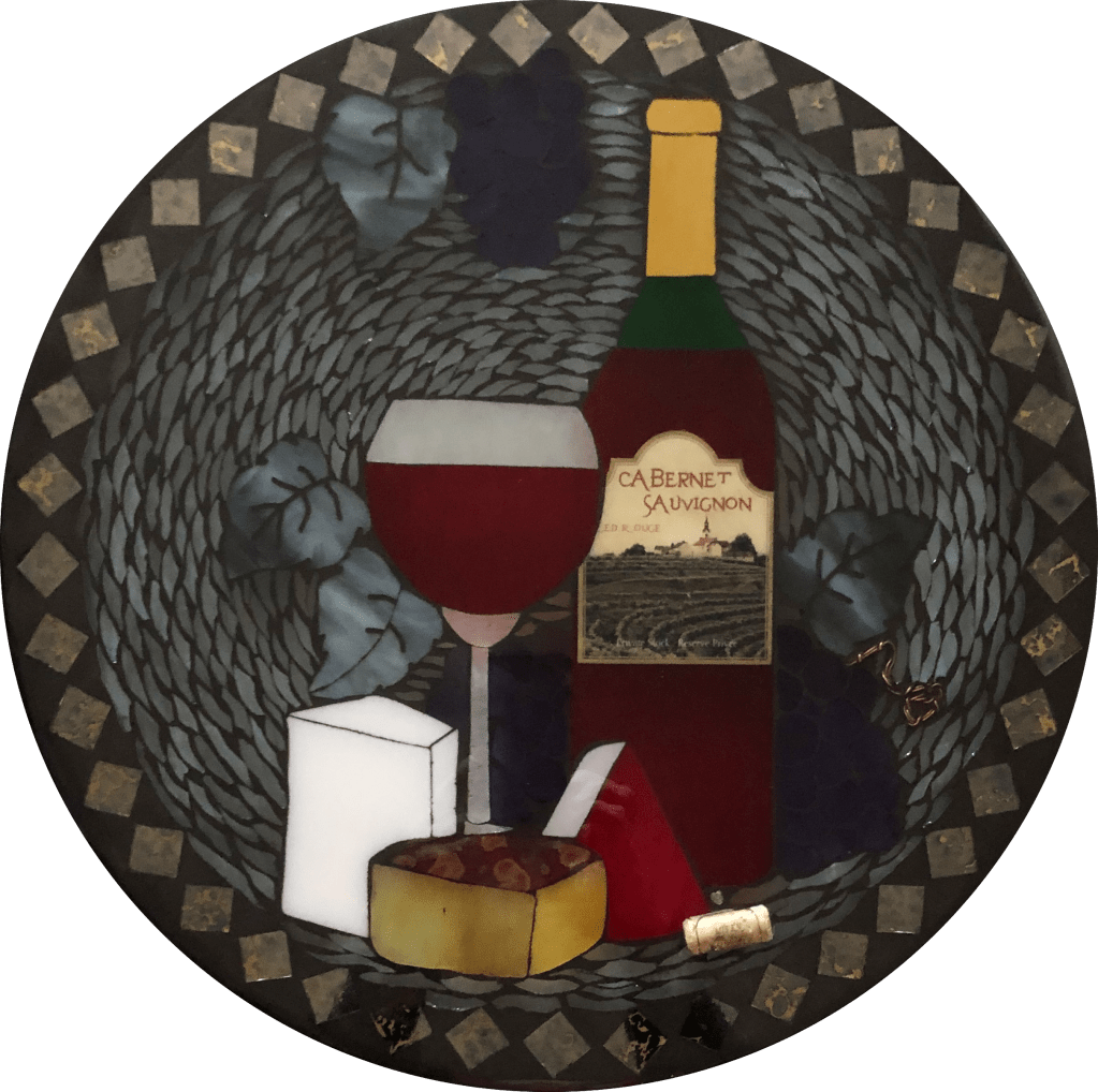 Vino stained glass mosaic table by It Ain't Plain By Jane.